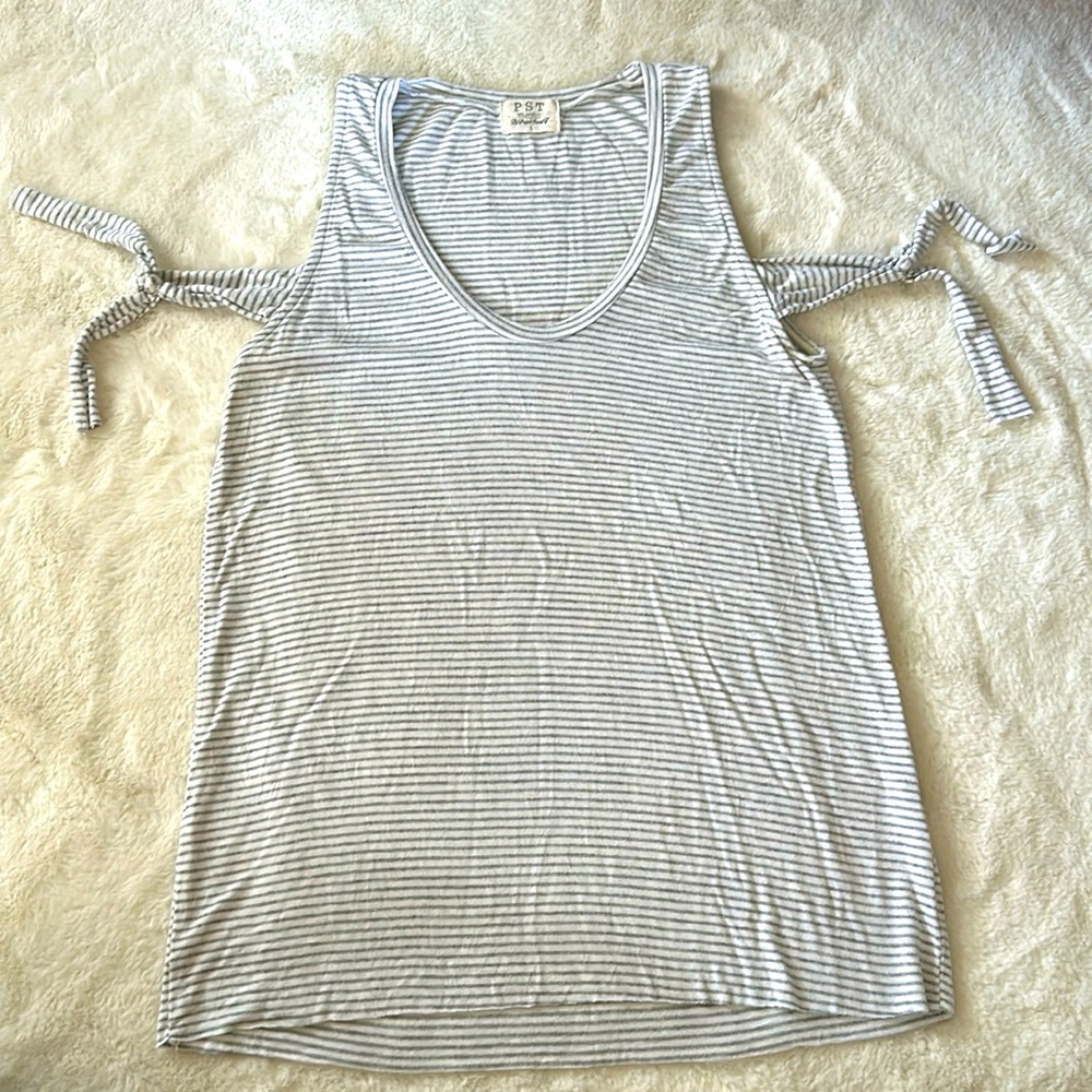 Grey and white stripped tank top